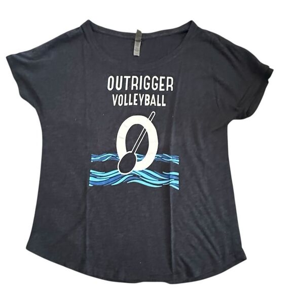 Outrigger Volleyball T-Shirt~Women’s blue heather ~no seam shoulder ~rounded hem - Picture 4 of 10